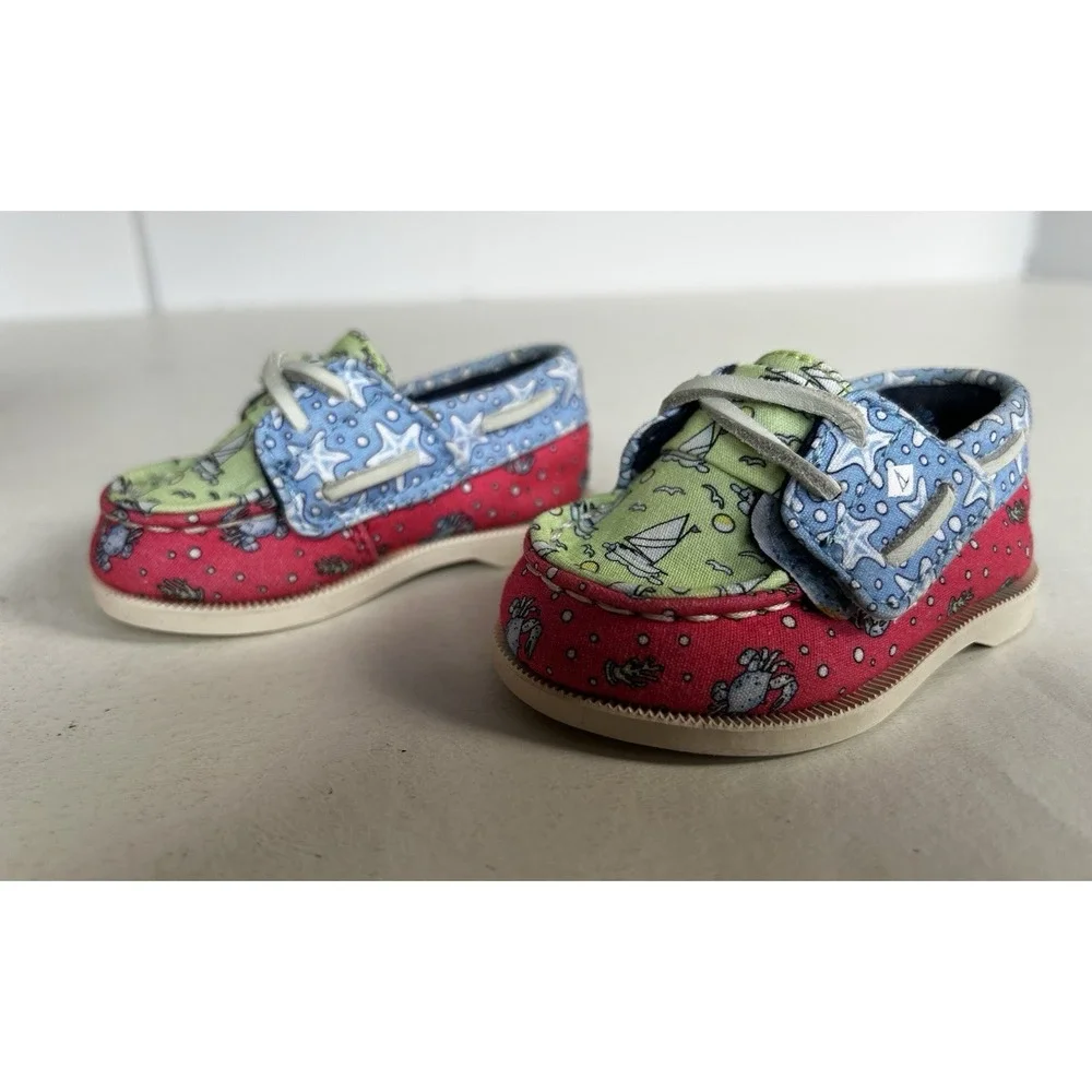 NIB Sperry Vineyard Vines Crib JR VV Girls Patchwork Size 2 M Infant Shoes